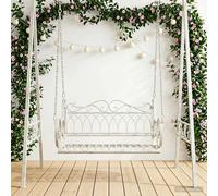 Swing Bench Antique White Steel 109x75x59cm Outdoor Patio Cosy Seating Max 200kg