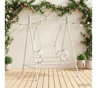Swing Bench Antique White Steel 113x121.5x168cm Vintage Garden Patio Seat 200kg