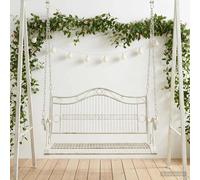 Swing Bench Antique White Steel 115x61x63cm Outdoor Patio Garden 2-Seater Comfy