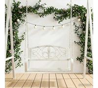 Swing Bench Antique White Steel 71.5x59x55cm Outdoor Patio Cozy Modern Elegant A