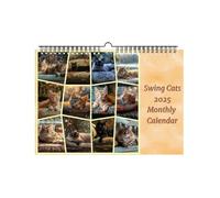 Swing Cats 2025 Wall Calendar,Swing Cats 2025 Monthly Calendar,Funny 12 Month Calendar Hanging Month Planner,2025 Stylish Cats Calendar,Gi-ft For Cat Lover