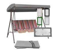 Swing Chair Canopy Replacement,2 & 3 Seater Garden Swing Canopy Replacement Waterproof Anti-UV Heavy Duty Rip Proof, Outdoor Swings Chair Canopy for Patio, Porch, and Garden (Gray,213x122x18/23cm)
