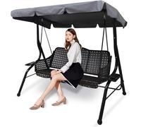 Swing Chair Canopy Replacement, 3 Seater Garden Hammock Top Cover - Waterproof Windproof Anti-UV Heavy Duty Rip Proof (Gray, 195cm×125cm×15cm)