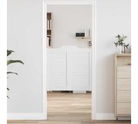 Swing Doors Slat Design, 2 Pairs, White, 80 x 80 cm, Solid Pine Wood, for Café, Bar, Kitchen, Indoor, Home Decor