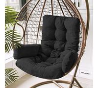 Swing Egg Chair Cushion Replacement - Corduroy Thicken Oversized Seat Pad for Hanging Basket Chairs, Removable Washable Hammock Wicker Swing Sofa Pad for Patio Balcony Bedroom (Black,50x125cm)