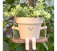 Swing Face Planter Pot Hanging Cute Flower Head Planters - Unique Sitting Sway Pots Indoor Outdoor Plants Succulent Pot String of Pearls Plant Live Resin Flower Pots Gift Ideals for Wife, Womens