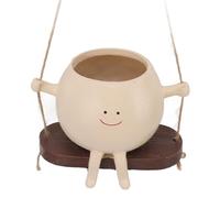 Swing Face Planter Pot Hanging Head Planter for Indoor Outdoor Plant for String Of Pearls, Retractable Plant Hangers Personalized Plant Pot, Hanging Resin Flower Head Planters Swinging Plant Pot