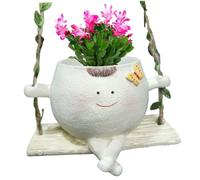 Swing Face Planter Pot Hanging, Swinging Planters with Faces, 5.3x3.6x3.6'' Cute Hanging Planter Fade-Resistant Hanging Flower Pots for Herbs Succulent Balcony Garden Home Decor, Style 1, Levitating