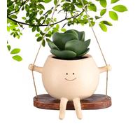 Swing Face Planter Pot, Smile Face Hanging Plant Pot, Indoor Outdoor Resin Face Flower Pot, Unique Plant Pots for Planter for Home Office Balcony Garden