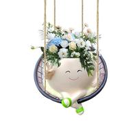 Swing Face Planter - Resin Smiling Face Flower Pot, Decorative Plant Holder | Cute Hanging Planter, Garden Plant Pot, Yard and Indoor Planter, Fun Flower Pot with Swinging Face Design