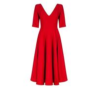 Swing Fashion Women's Sally Rose | Rot Midi Elegant Festive Party Evening Wedding Prom Dress | Ball Gown | V-Neck | 3/4 Sleeves | Red | 36 (S), S
