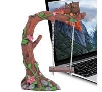 Swing Figurines | Tabletop Statue Ornament - Decorative Resin Owl on A Tree Swing Sculpture for Bookshelf Garden Interior Designers Nightstand Bedside Patio Desk Yard