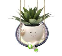 Swing Flower Pot - Cute Swinging Planter With Smile Face - Floral Planter Art Decor For Indoor Plants, Enhances Yard Aesthetics