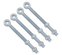 Swing Gate Long Eye Bolts Hinge + Nuts Adjustable Zinc Plated 16 x 200mm 4pc