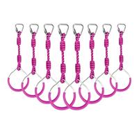 Swing Gymnastic Ring Warrior Obstacle Course Slackline Climb Trapeze Fist Training Equipment, 8 Purple Ninja Monkey Bar Hang Jungle Fist Workout Outdoor Indoor Home Gym Backyard Playground Play Sets