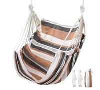Swing Hammock Chair with Tie Rope and Storage Bag, Thicken Canvas Hanging Seat, Outdoor Indoor Cozy Boho Lounger, Max 500 lbs Weight Capacity, Dorm, Porch, or Garden Use,