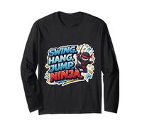 Swing Hang Jump Ninja Boys Kids Playing Playground Training Long Sleeve T-Shirt