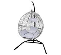 Egg Chair Rattan Hanging Swing Bench Garden Patio Outdoor Indoor | with Cushions
