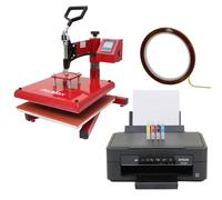 Swing Heat Press Machine 38cm & Printer Sublimation Transfer Design Print T-Shirt Kit Bundle Custom Personalise Customise Printing Swing Away