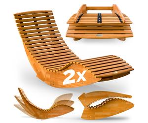 Swing lounger set of 2 acacia wood FSC-certified foldable