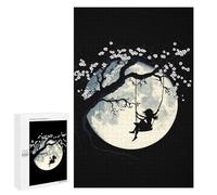 Swing Moon Cherries Florals Blossoms Wood Puzzles for Adults And Family Vertical Version Game Interesting Creative Gift Wooden Jigsaw Puzzle
