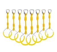 Swing Ninja Ring Indoor Outdoor Backyard PlaySet Kids Fitness Gymnastic Training Equipment, 8 Yellow Hanging Jungle Gym Fist Trapeze Monkey Bars Climbing Ring Ninja Warrior Obstacle Course Attachments