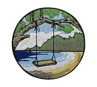 Swing on The Beach Iron-On Patch | Sea Embroidery Patch, Vacation ironable Patch, Iron on Patches, Palm Tree Badges Finally Home