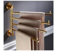 Swing Out Towel Bar, Swivel Towel Rack Bar Rails for Bathroom, Wall Mounted Folding Arm Hand Towel Bar Gold Finish Hooks Hanger Holder Space Saving Laundry, Kitchen 4bars