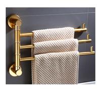Swing Out Towel Bar, Swivel Towel Rack Bar Rails for Bathroom, Wall Mounted Folding Arm Hand Towel Bar Gold Finish Hooks Hanger Holder Space Saving Laundry, Kitchen 3bars