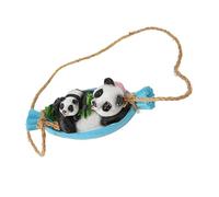 Swing Panda Statue Mother and Baby Panda Lying On The Swing Resin Garden Panda Image Swing Statue Garden Sculpture for Yard Decor