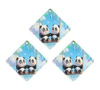 Swing Pandas Rainbow Car Air Freshener 3-pack Aromatherapy Tablets Hanging Scented Cards for Rooms Bathrooms Wardrobe Rhombus