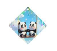 Swing Pandas Rainbow Car Air Freshener Aromatherapy Tablets Hanging Scented Cards for Rooms Bathrooms Wardrobe Rhombus