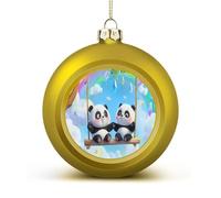 Swing Pandas Rainbow Christmas Ball Ornaments 1.6 Inch Shatterproof Red Xmas Tree Decorations for Holiday Wedding Party Decor