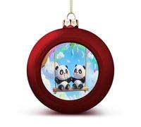 Swing Pandas Rainbow Christmas Ball Ornaments 1.6 Inch Shatterproof Red Xmas Tree Decorations for Holiday Wedding Party Decor
