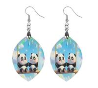 Swing Pandas Rainbow Classic Wooden Earrings Featherlight Artistic Pendant Earring Hooks Vintage Jewelry for Women