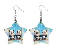 Swing Pandas Rainbow Classic Wooden Earrings Featherlight Artistic Pendant Earring Hooks Vintage Jewelry for Women