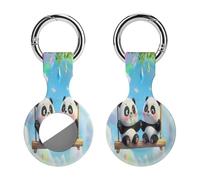 Swing Pandas Rainbow Compatible with Airtag Locator Silicone Protective Case with Keychain 1PCS