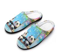 Swing Pandas Rainbow Cotton Slipper Cozy Plush Slippers Indoor House Closed Toe Shoes Anti-Skid Comfortable 9-10（40-41）