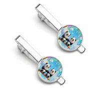 Swing Pandas Rainbow Men's Tie Clips Shirt Cufflinks Suit Accessories Classic Silver Tack Pins for Business Wedding Anniversary