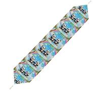Swing Pandas Rainbow Table Runner with Tassels Soft Plush Kitchen Dining Table Cover Decor for Home Kitchen Holiday