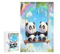 Swing Pandas Rainbow Wood Puzzles for Adults And Family Vertical Version Game Interesting Creative Gift Wooden Jigsaw Puzzle