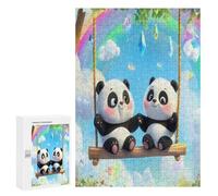 Swing Pandas Rainbow Wood Puzzles for Adults And Family Vertical Version Game Interesting Creative Gift Wooden Jigsaw Puzzle