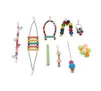 Swing Parrot Chewing Toy Rattan Chain Hanging Standing Climbing Colorful Bird Parakeet Toy for Small Parakeets Cockatiels Conures Macaws Parrots Finches Made of Pine Plastic