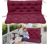 Swing Replacement Cushions with Backrest, Outdoor Seat Cushion Backrest Mat, Patio Bench Cushions for Outdoor Furniture 2 or 3 Seater Waterproof Non-Slip Overstuffed Swing Pad(Wine red 40x40 inch)