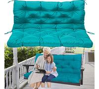 Swing Replacement Cushions with Backrest, Outdoor Seat Cushion Backrest Mat, Patio Bench Cushions for Outdoor Furniture 2 or 3 Seater Waterproof Non-Slip Overstuffed Swing Pad(Lake Blue 40x40 inch)