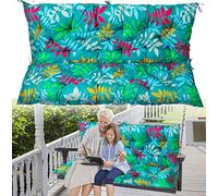 Swing Replacement Cushions with Backrest, Outdoor Seat Cushion Backrest Mat, Patio Bench Cushions for Outdoor Furniture 3 Seater Waterproof Non-Slip Overstuffed Swing Pad (Flower color, 40x60 inch)