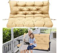 Swing Replacement Cushions with Backrest, Waterproof Porch Swing Cushion 2-3 Seater Bench Glider Cushions for Outdoor Furniture Garden Recliner Patio Sofa Pads(Light Yellow 40x40 inch)