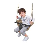 Swing Seat For Kids，Little Swing Set，Hand-Knitting Toddler Swing With Adjustable Ropes, Rope Play Swing Set For Tree, Outdoor Indoor, Playgroun(Khaki)