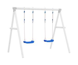 Swing Seats Garden Double Chairs with Ropes 2 pcs Blue Polyethene vidaXL