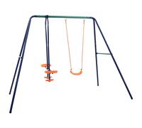 Swing Set With 3 Seats Steel Backyard Playground Playset Sky Scooter vidaXL